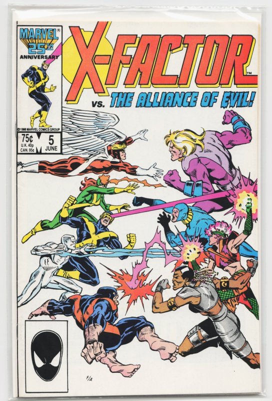 X-Factor #5 (Marvel Comics, 1986), raw, ungraded comic book — front cover