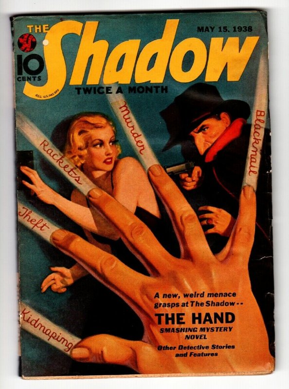 Shadow 1938 May 15 -High Grade- Street AND Smith-Rare Pulp FN- (1938), raw comic book in FN- condition — front cover