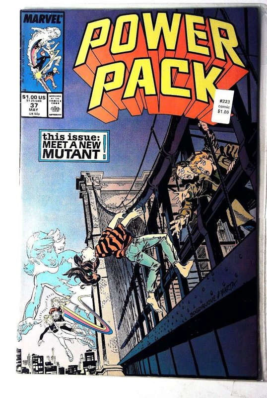 Power Pack #37 (Marvel Comics, 1988), raw, ungraded comic book — front cover