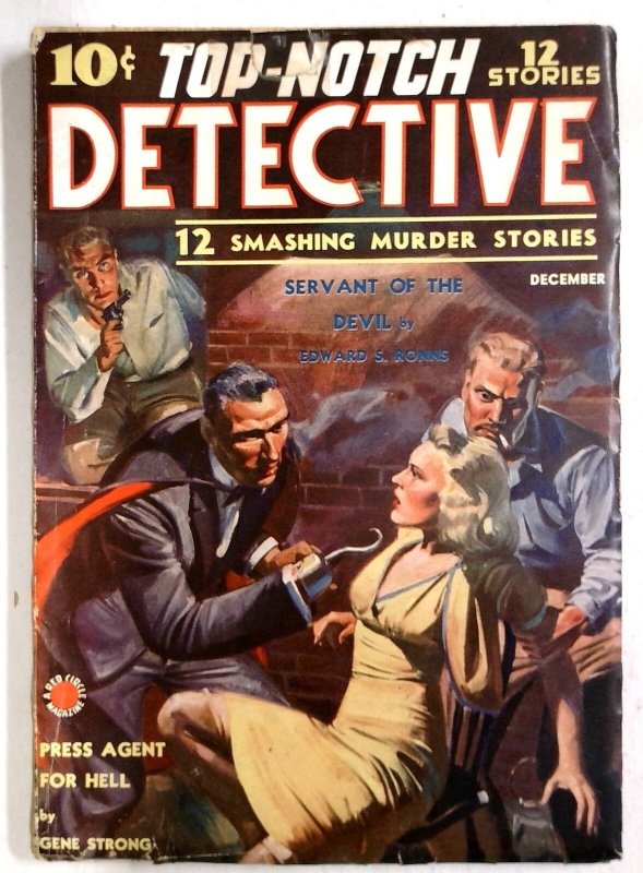 Top-Notch Detective - Dec 1938 - Man with Hook-Hand Menaces Captured Blonde Babe (1938), raw, ungraded comic book — front cover