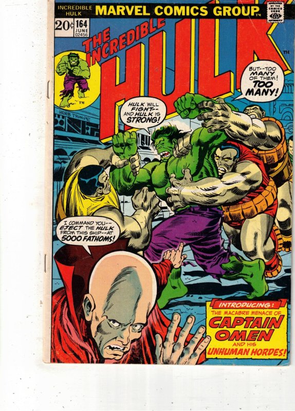 The Incredible Hulk #164 (Marvel Comics, 1973), comic book — front cover in its holder