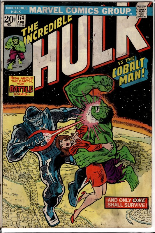 The Incredible Hulk #174 (Marvel Comics, 1974), raw, ungraded comic book — front cover