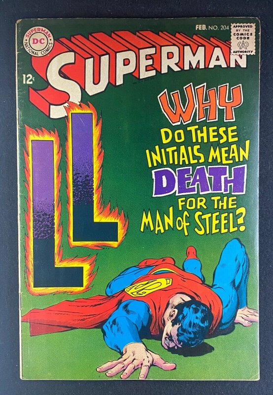 Superman #204 (DC Comics, 1939), raw comic book in VG 4.0 condition — front cover
