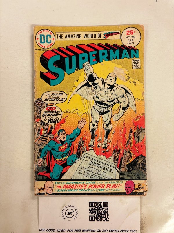 Superman #286 (DC Comics, 1975), raw comic book in GD condition — front cover