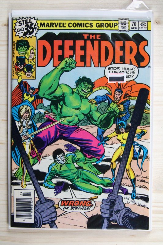 The Defenders #70 (Marvel Comics, 1979), raw comic book in VF+ 8.5 condition — front cover