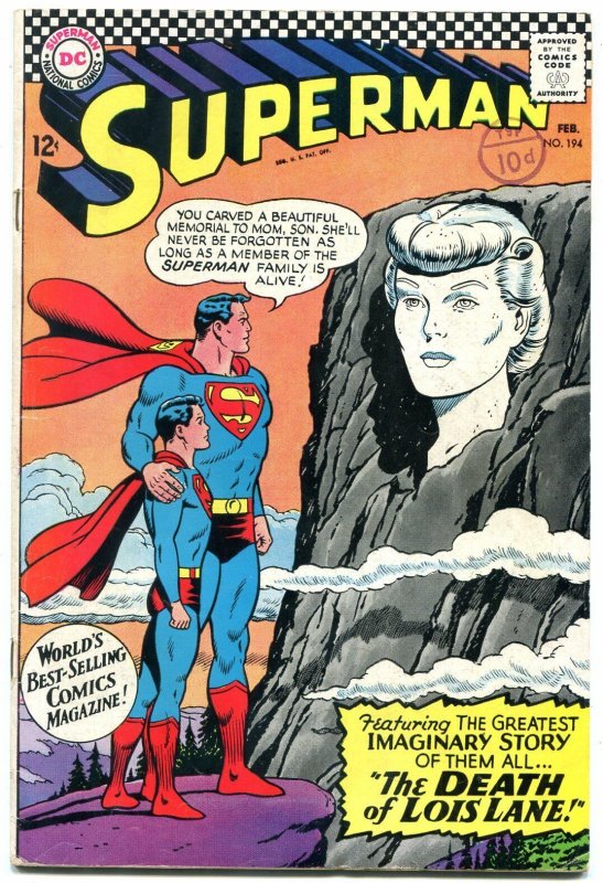 Superman #194 (DC Comics, 1967), raw comic book in FN condition — front cover