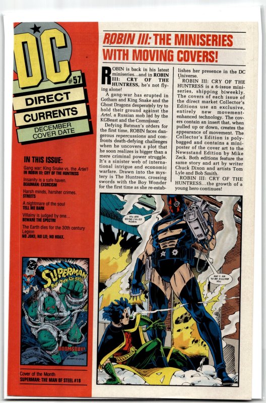 Direct Currents #57 (DC Comics, 1992), raw, ungraded comic book — front cover