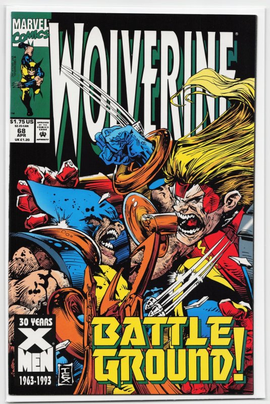 Wolverine #68 (Marvel Comics, 1993), raw, ungraded comic book — front cover
