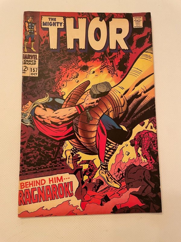 The Mighty Thor #157 (Marvel Comics), raw comic book in VF/NM condition — front cover