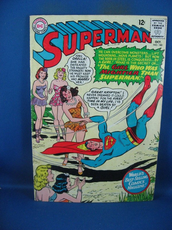 Superman #180 (DC Comics, 1965), raw comic book in VG+ condition — front cover