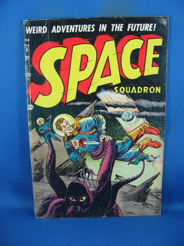 Space Squadron #5 (Atlas Comics, 1952), raw comic book in VG+ condition — front cover