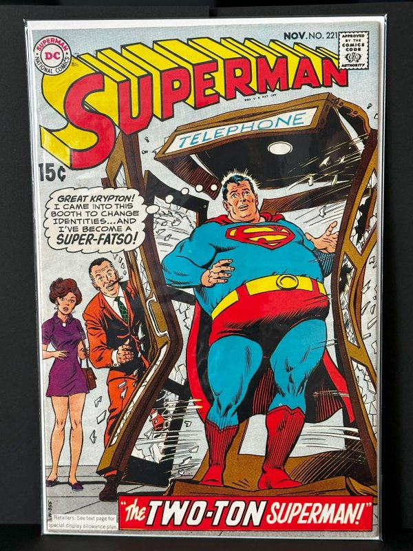 Superman #221 (DC Comics, 1969), raw, ungraded comic book — front cover