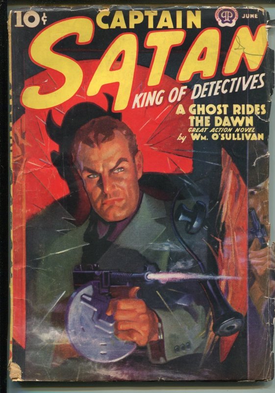 Pulp: Captain Satan Pulp 6/1938- Ghost Rides the Dawn -VG, raw comic book in VG condition — front cover