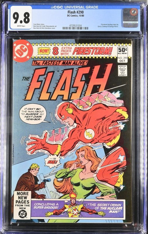 Flash #290 (DC Comics, 1980), CGC 9.8 graded comic book, Universal Blue label — front cover in its holder