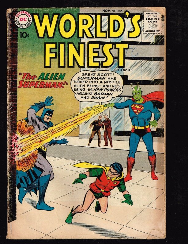 World's Finest #105 (DC Comics, 1959), raw comic book in 4.0 condition — front cover