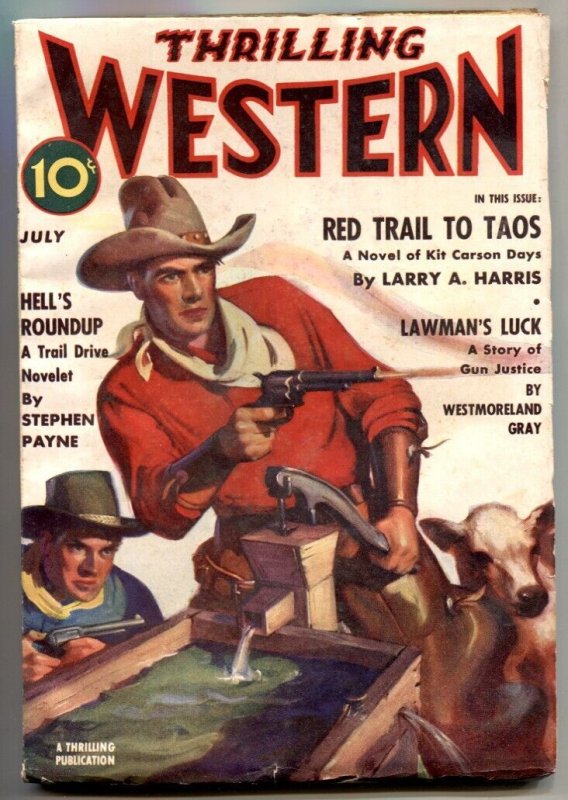 Thrilling Western Pulp July 1939- Red Trail to Taos VF (1939), raw comic book in VF condition — front cover