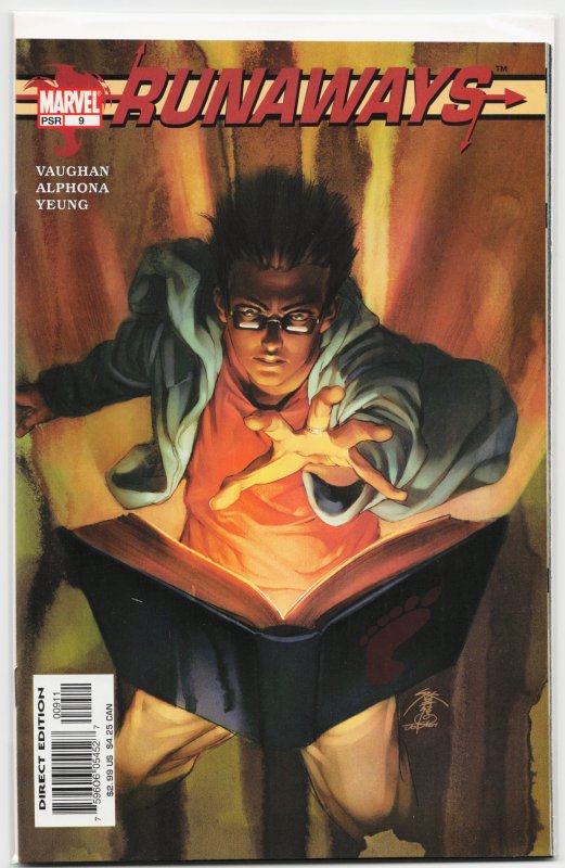 Runaways #9 (Marvel Comics, 2004), raw, ungraded comic book — front cover