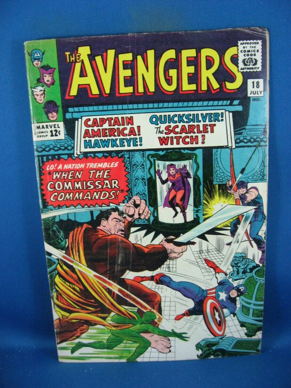 The Avengers #18 (Marvel Comics, 1965), raw comic book in VG+ condition — front cover