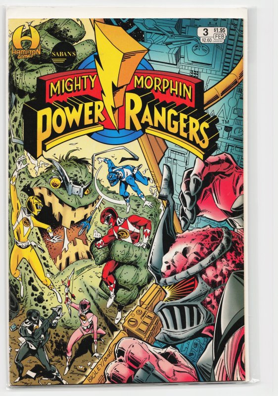 Mighty Morphin Power Rangers #3 (Marvel Comics, 1995), raw, ungraded comic book — front cover