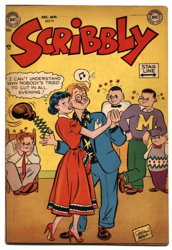 Scribbly #15 (DC Comics, 1952), CGC graded comic book, Universal Blue label — front cover in its holder