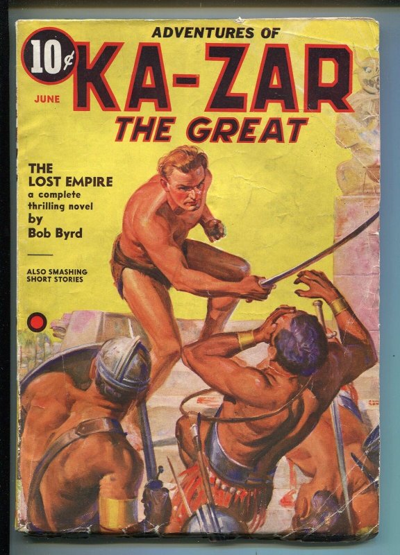 Ka-Zar THE Great-June 1937-Final Pulp Appearance-Rare Timely PULP-vg+ (Timely Comics, 1937), raw, ungraded comic book — front cover