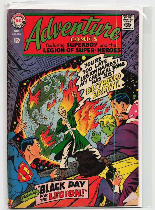 Adventure Comics #363 (DC Comics, 1967), raw, ungraded comic book — front cover