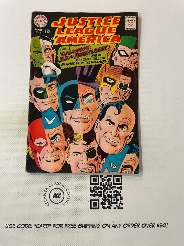 Justice League of America #61 (DC Comics, 1968), raw comic book in VF- condition — front cover