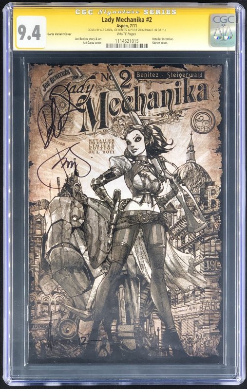 Lady Mechanika #2 (2011), CGC 9.4 graded comic book, Signature Series label — front cover in its holder