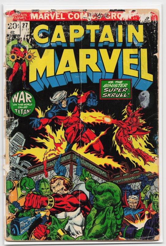 Captain Marvel #27 (Marvel Comics, 1973), raw, ungraded comic book — front cover