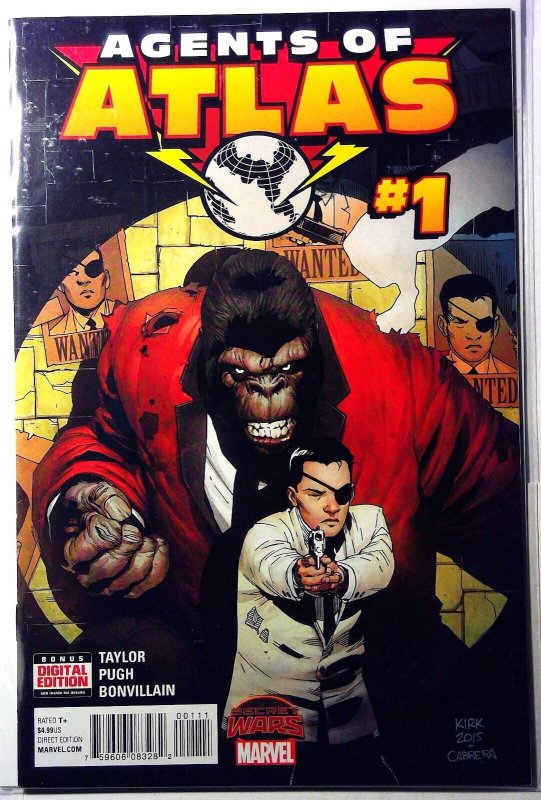 Secret Wars Agents Atlas #1 (Marvel Comics, 2015), raw, ungraded comic book — front cover