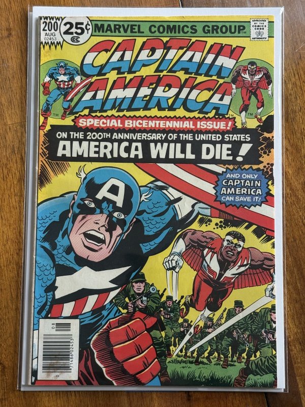 Captain America #200 (Marvel Comics, 1976), raw comic book in FN+ 6.5 condition — front cover