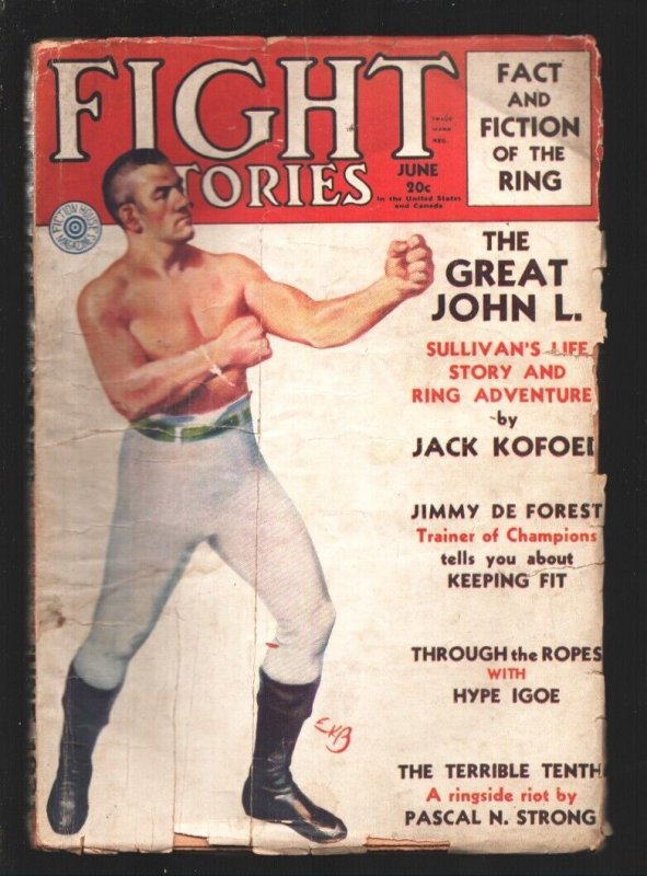 Pulp: Fight Stories 6/1931-John L. Sullivan Cover by Earle Bergey Plus Life ..., raw, ungraded comic book — front cover