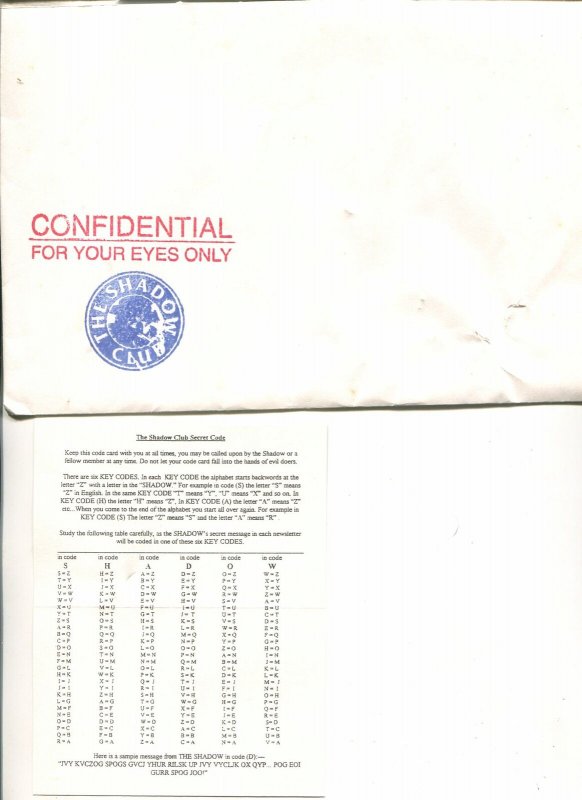 Shadow Club Kit-Pulp Memorabilia-Rare 1995-ring-ID Card-newsletter-NM- (1995), raw comic book in NM- condition — front cover