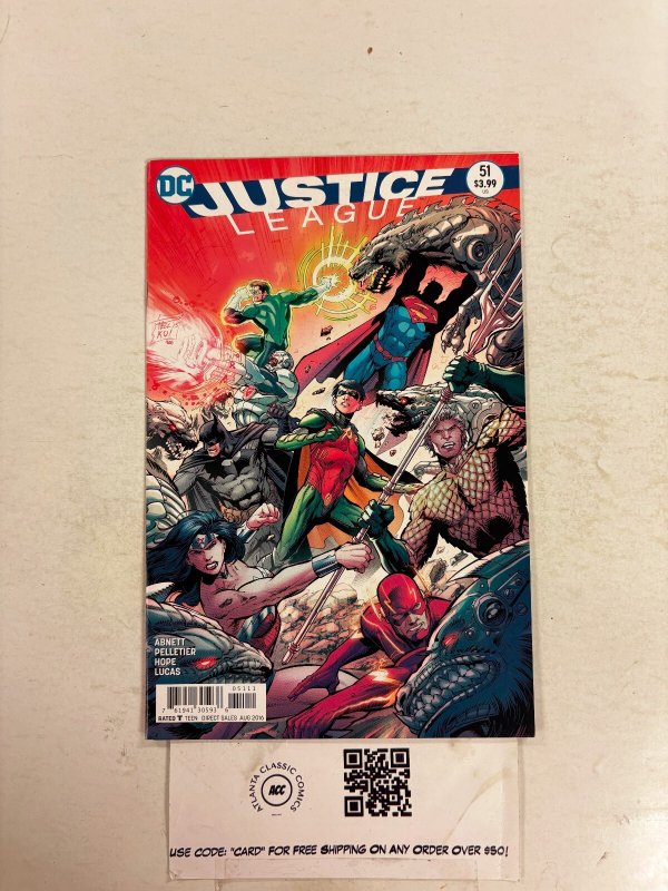 Justice League #51 (DC Comics), raw comic book in NM condition — front cover