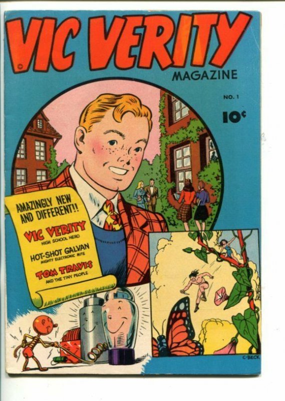 VIC Verity #1-1945-CC Beck Art-Fawcett-Southern STATES-fn/vf (Fawcett Publications, 1945), raw, ungraded comic book — front cover