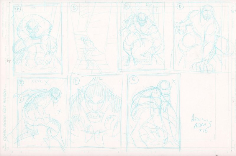 7 Monster Cover Prelims - Signed Art by Art Adams - 2016 (2016), raw, ungraded comic book — front cover