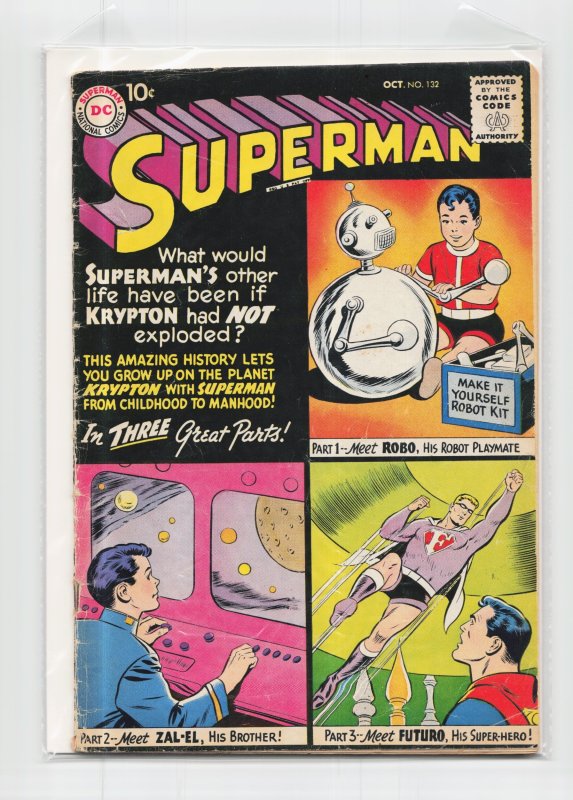 Superman #132 (DC Comics, 1959), raw, ungraded comic book — front cover