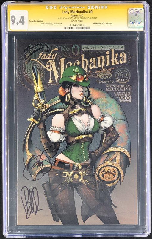 Lady Mechanika #0 (2012), CGC 9.4 graded comic book, Signature Series label — front cover in its holder