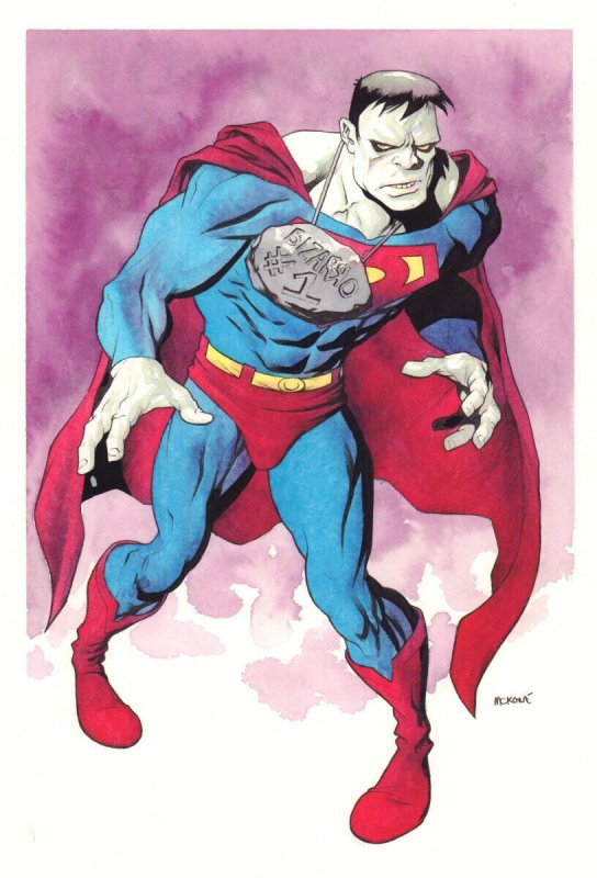 Bizarro from Superman Painted Art Commission - Signed art by Mike McKone, raw, ungraded comic book — front cover