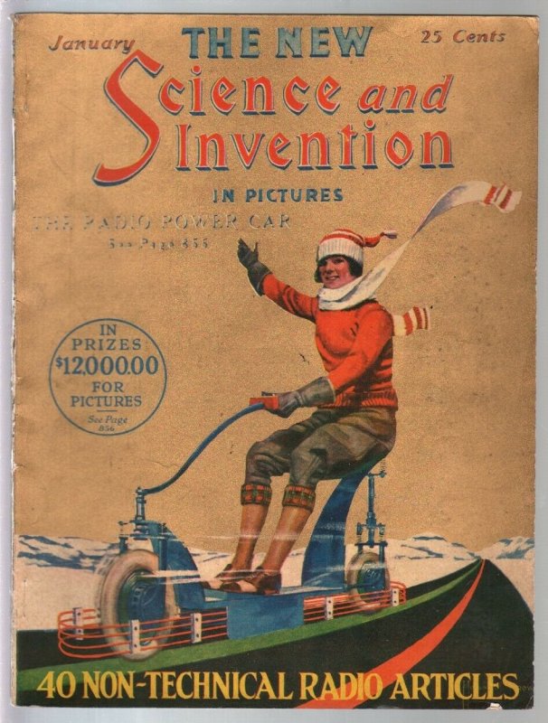 Science & Invention 1/1924-Frank R Paul Art-Gold Tone-H V Brown-FN, raw comic book in FN condition — front cover