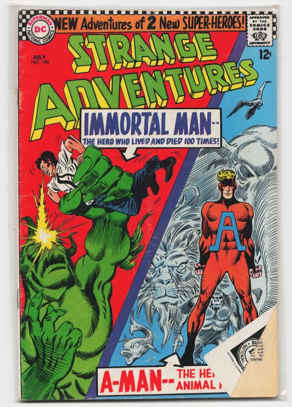 Strange Adventures #190 (DC Comics, 1966), raw, ungraded comic book — front cover