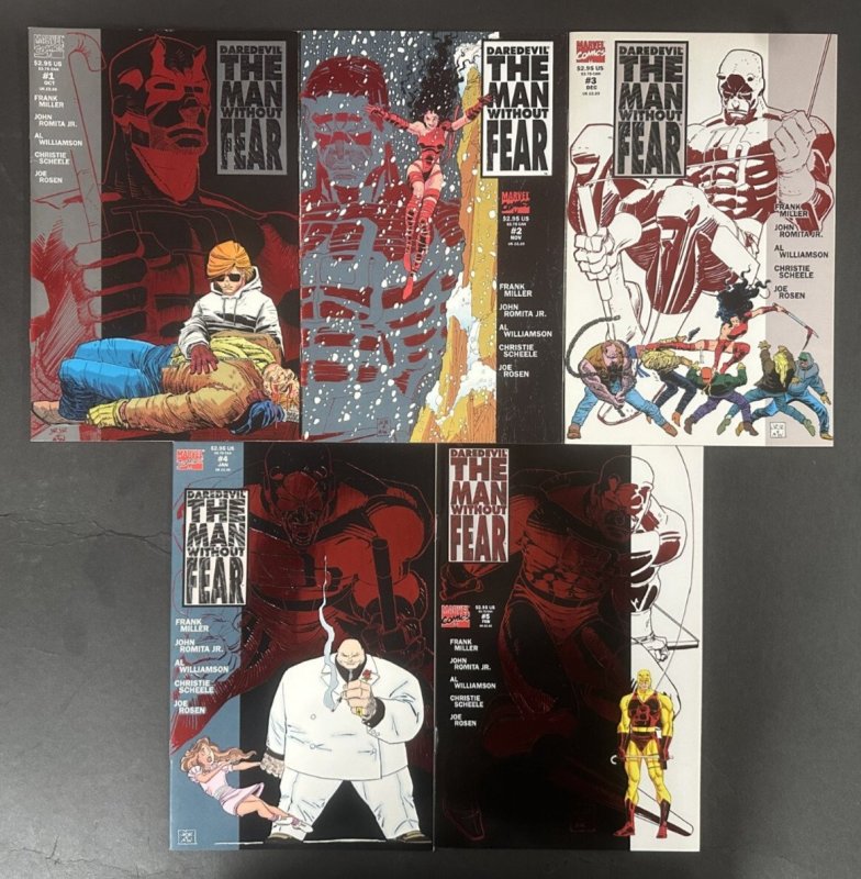Daredevil: The Man Without Fear (1993) #1-5 VF+ Complete Set (Marvel Comics, 1993), raw comic book in VF+ condition — front cover