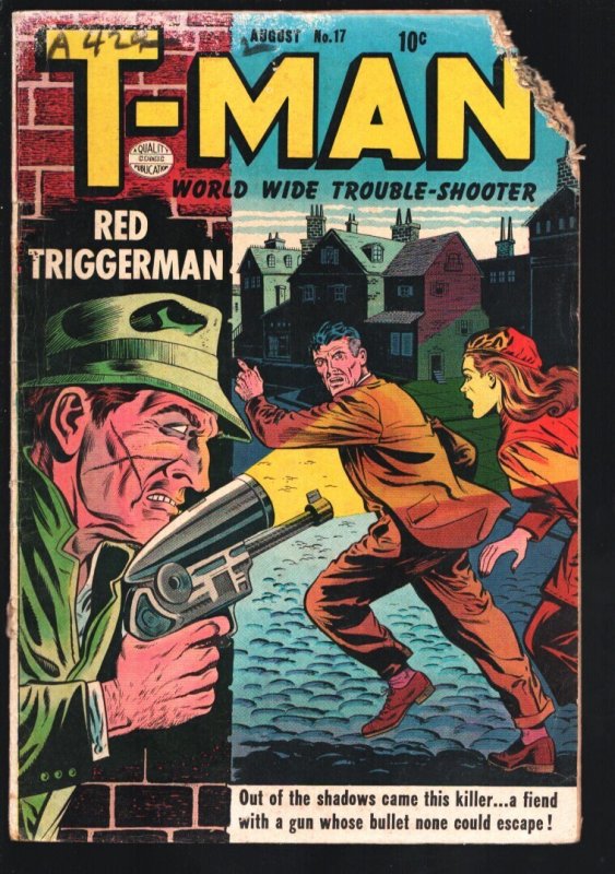 T-man #17 (Quality Comics, 1954), raw, ungraded comic book — front cover