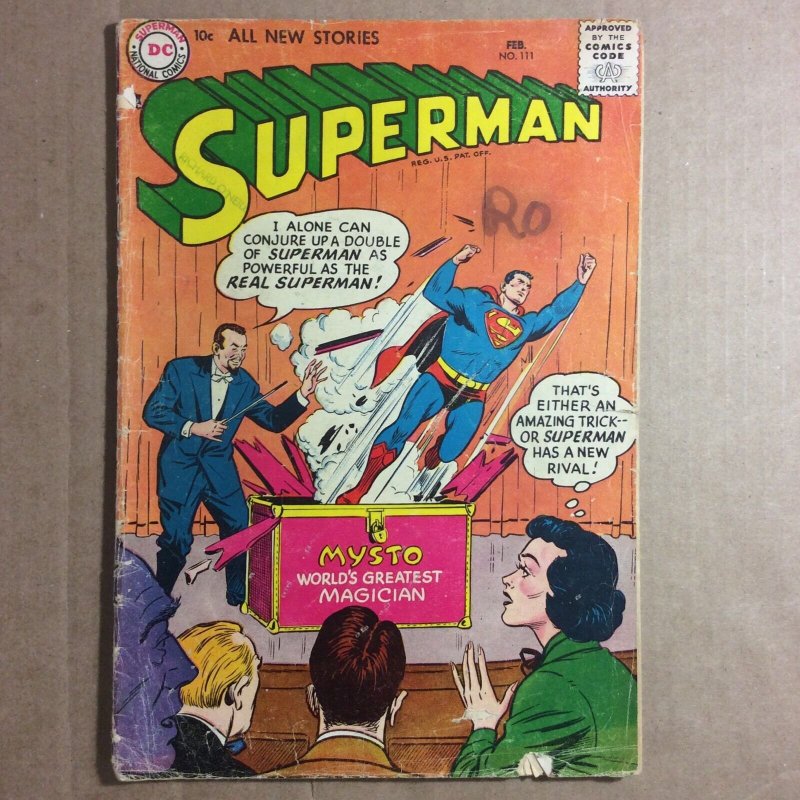 Superman #111 (DC Comics, 1957), raw comic book in 3.0 condition — front cover