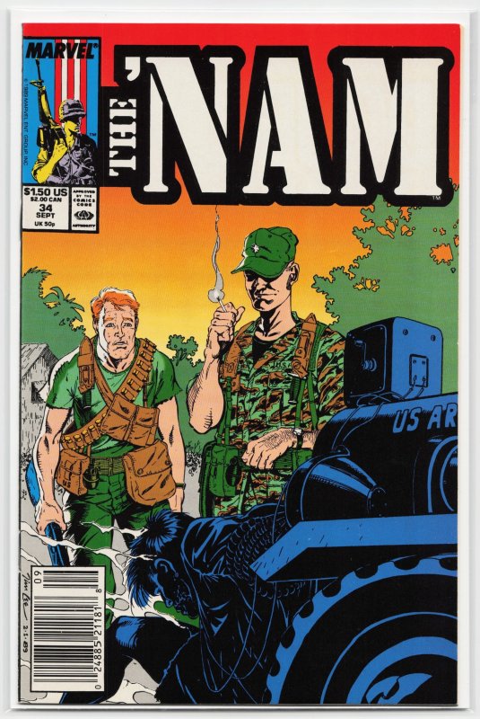 The 'Nam #34 (Marvel Comics, 1989), raw, ungraded comic book — front cover