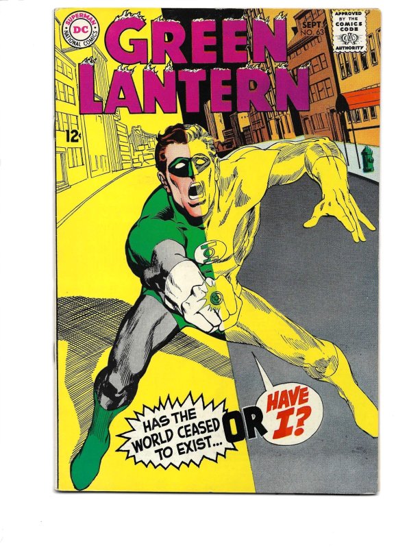 Green Lantern #63 (DC Comics, 1968), raw comic book in VF/NM condition — front cover