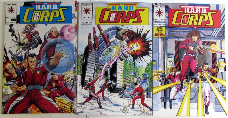 Hard Corps Lot of 3 #1, 7, 8 (1992) Valiant Comics 1st Print Comic Books (Valiant Comics, 1992), raw, ungraded comic book — front cover