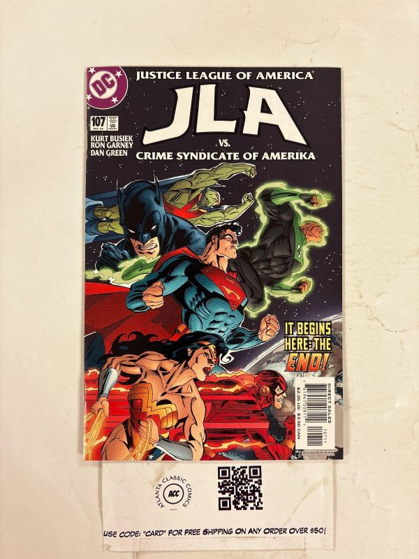 JLA #107 (DC Comics, 2004), raw comic book in NM condition — front cover