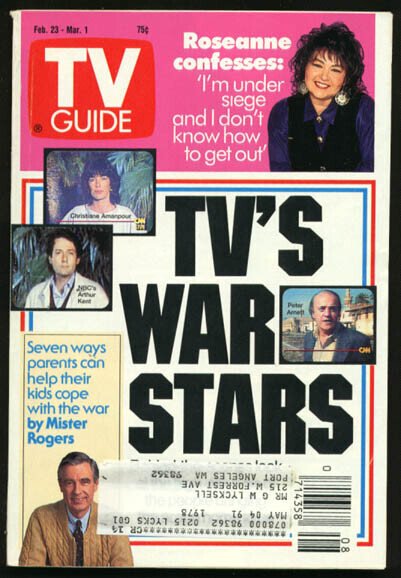 Mag: TV Guide 02/23/1991-Tv's War Stars/dark Water/roseanne G, raw, ungraded comic book — front cover