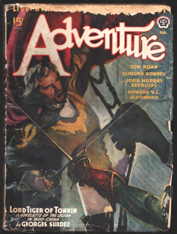 Adventure 2/1942-Malvin Singer Sword Fight Cover Art-Interior art by Lynn Bogue, raw, ungraded comic book — front cover
